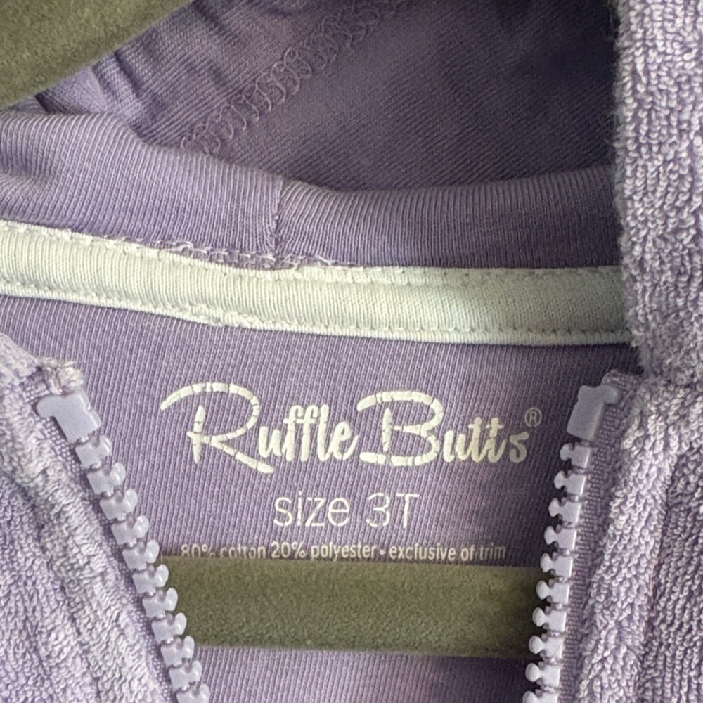 Ruffle Butts Lavender Hooded swim coverup for Kids - Picture 2 of 3